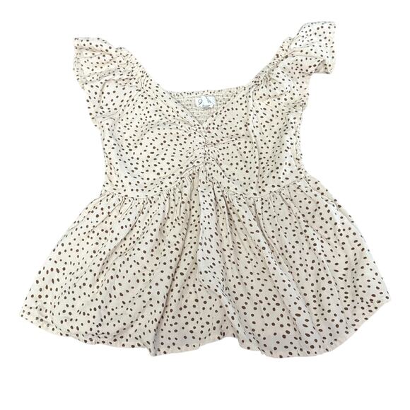 3/$10 50. JAPNA  Babydoll Flutter Sleeve Off Shoulder Peplum Top XS - Picture 4 of 6